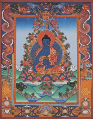Medicine Buddha Thangka | Bhaisajyaguru Original Hand-Painted Tibetan Healing Art